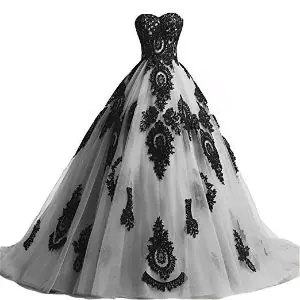 black wedding dress with white lace