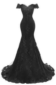 mermaid black wedding dress